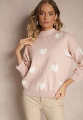 Jasnoróżowy Sweter z Wiskozą i Modalem Ozdobiony Sercami Zeanisia. Czerwone swetry klasyczne damskie Renee, s, z jeansu, bez kołnierzyka. Za 99.99 zł.