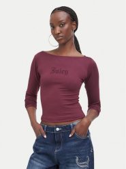 Juicy Couture Bluzka JCWCT226329 Bordowy Slim Fit. Czerwone bluzki damskie Juicy Couture, xs, bez wzorów, bez kołnierzyka, bez ramiączek. Za 199.99 zł.