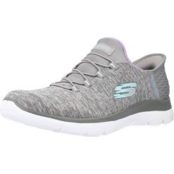 Buty SKECHERS SLIP-INS: SUMMITS- DAZZLING HAZE Szary. Szare obuwie sportowe damskie Skechers, z materiału, bez zapięcia. Za 296.99 zł.
