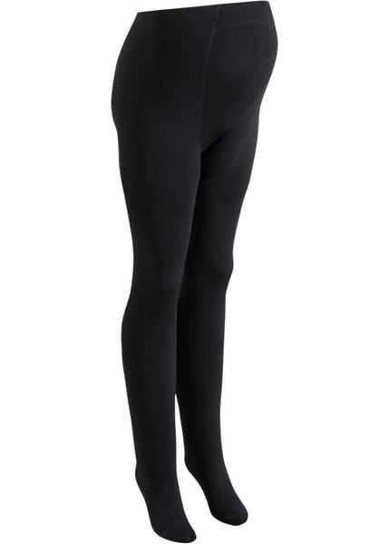 Rajstopy ciążowe ocieplane. Czarne rajstopy bonprix, bez wzorów, z polaru. Za 69.99 zł.