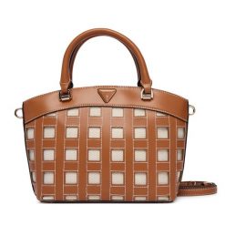 Torebka Guess. Brązowe kuferki damskie Guess, z aplikacjami, bez dodatków. Za 584.99 zł.