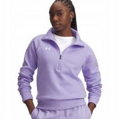 Bluza Damska Polarowa Under Armour Z Zamkiem Do Połowy Rival Fleece. Fioletowe bluzy damskie Under Armour, bez wzorów, z polaru, bez kaptura. Za 249.99 zł.
