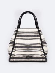 Torba damska z tkaniny w paski czarno-kremowa RR574064 906. Czarne torebki klasyczne damskie Big Star, z tkaniny, bez dodatków. Za 209.99 zł.
