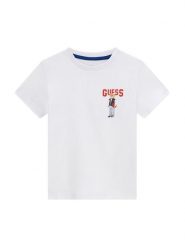 Guess T-Shirt N6YI23 3K3879 Biały Regular Fit. Białe t-shirty i koszulki chłopięce Guess, z aplikacjami, z bawełny, bez kołnierzyka, bez ramiączek. Za 74.99 zł.