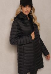 Czarna Kurtka o Wydłużonym Kroju Pikowana z Odpinanym Kapturem Sintinea. Czarne kurtki damskie Renee, m, bez wzorów, z jeansu. Za 159.99 zł.