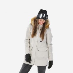 Kurtka narciarska i snowboardowa damska Dreamscape SNB 500. Brązowe kurtki sportowe damskie DREAMSCAPE, na zimę, m, bez wzorów, z materiału, bez kaptura. Za 599.99 zł.
