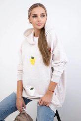 Bluza ocieplana z motywem truskawek beżowy melanż. Brązowe bluzy damskie KESI, l, bez wzorów, z bawełny, bez kaptura. Za 313.67 zł.