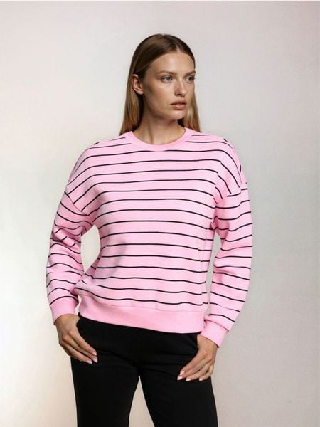 Bluza crewneck z bawełną - wielobarwny. Bluzy damskie Sinsay, l, bez wzorów, z bawełny, bez kaptura. Za 39.99 zł.