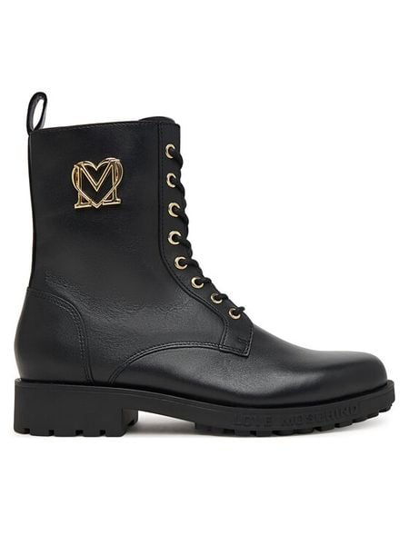 LOVE MOSCHINO Trzewiki JA24254G0NIA0000 Czarny. Czarne botki damskie Love Moschino, bez obcasa, na płaskiej podeszwie, bez zapięcia. Za 1,279.00 zł.
