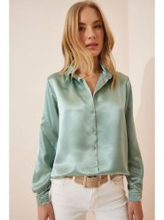 Happiness Istanbul Koszula w kolorze miętowym rozmiar: 38. Niebieskie koszule damskie Happiness Istanbul, bez wzorów, bez kołnierzyka, bez ramiączek. Za 73.99 zł.