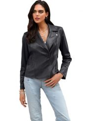 Heine Kurtka w kolorze czarnym ze skóry syntetycznej rozmiar: 42. Czarne kurtki damskie Heine, bez wzorów, ze skóry, bez kaptura. Za 165.99 zł.