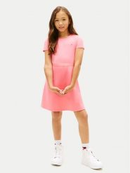 Tommy Hilfiger Sukienka codzienna KG0KG09149 Różowy jasny Regular Fit. Czerwone sukienki dziewczęce Tommy Hilfiger, bez wzorów, z syntetyku, bez ramiączek, proste. Za 269.99 zł.