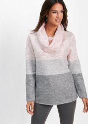 Sweter z golfem. Czerwone golfy damskie bonprix, bez wzorów, bez ramiączek. Za 119.99 zł.