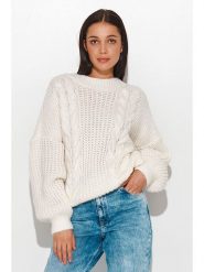 Numinou Sweter w kolorze kremowym rozmiar: onesize. Brązowe swetry klasyczne damskie Numinou, z wełny, bez kołnierzyka. Za 100.99 zł.