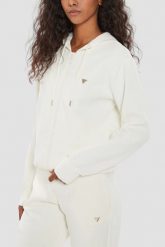 GUESS Damska bluza w kolorze ecru Olympe, Rozmiar M. Brązowe bluzy damskie Guess, m, z aplikacjami, z kapturem. W wyprzedaży za 255.99 zł.
