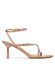 Guess Sandały FLTCON LEA03 Beżowy. Brązowe sandały damskie Guess, z aplikacjami, ze skóry, bez obcasa, na szpilce, bez zapięcia. Za 544.99 zł.