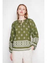 ASSUILI Bluzka w kolorze khaki rozmiar: 36. Brązowe bluzki damskie Assuili, bez wzorów, bez kołnierzyka, bez ramiączek. Za 121.99 zł.