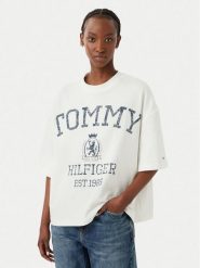 Tommy Hilfiger T-Shirt Varsity WW0WW50940 Kremowy Relaxed Fit. Białe t-shirty damskie Tommy Hilfiger, s, bez wzorów, z bawełny, bez kołnierzyka. Za 329.99 zł.