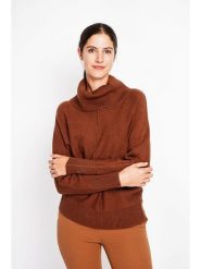 ASSUILI Sweter w kolorze jasnobrązowym rozmiar: 40. Brązowe golfy damskie Assuili, bez kołnierzyka. Za 113.99 zł.