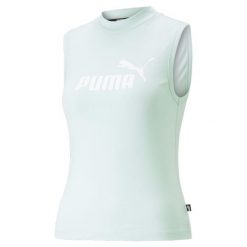 Koszulka Kobieta Puma Ess Slim Logo biały. Białe koszulki damskie Puma, xl, bez wzorów, bez kołnierzyka, bez ramiączek. W wyprzedaży za 98.55 zł.
