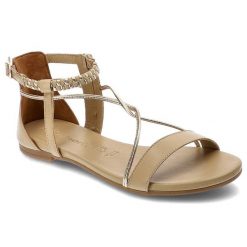 Beżowe Sandały Damskie Tamaris Modne Letnie Buty. Brązowe sandały damskie Tamaris, bez wzorów, ze skóry, bez obcasa, bez zapięcia. Za 319.00 zł.