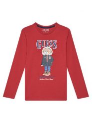 Guess Bluzka L5BI09I3Z14 Czerwony Regular Fit. Czerwone t-shirty i koszulki chłopięce Guess, z aplikacjami, z bawełny, bez kołnierzyka, bez ramiączek. Za 89.99 zł.