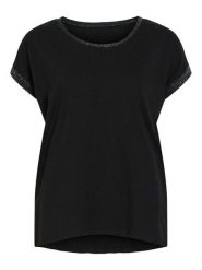 Vila Koszulka "Dreamers" w kolorze czarnym rozmiar: XXL. Czarne bluzki damskie Vila, xxl, bez wzorów, bez kołnierzyka, bez ramiączek. Za 74.11 zł.