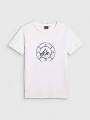 4F Koszulka w kolorze białym rozmiar: L. Białe bluzki damskie 4F, l, bez wzorów, z bawełny, bez kołnierzyka, bez ramiączek. Za 52.30 zł.