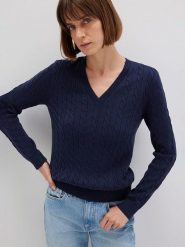 MAVI Sweter w kolorze granatowym rozmiar: M. Niebieskie swetry klasyczne damskie Mavi, m, ze splotem, bez kołnierzyka. Za 109.95 zł.