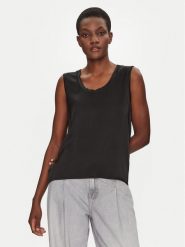 ViCOLO Bluzka TD0006 Czarny Relaxed Fit. Czarne bluzki damskie ViCOLO, l, bez wzorów, z wiskozy, bez kołnierzyka, bez ramiączek. W wyprzedaży za 109.99 zł.