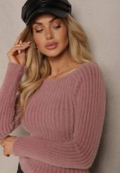 Jasnoróżowy Casualowy Sweter z Futerkiem Vertida. Czerwone swetry klasyczne damskie Renee, s, z jeansu, bez kołnierzyka. Za 109.99 zł.