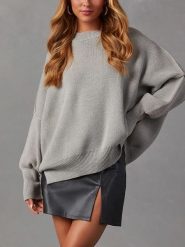 Milan Kiss Sweter w kolorze szarym rozmiar: XL. Szare swetry klasyczne damskie Milan Kiss, xl, prążkowane, bez kołnierzyka. Za 214.70 zł.