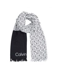 Calvin Klein Szal Monogram K60K612979 Czarny. Czarne szaliki damskie Calvin Klein, bez wzorów, z bawełny. Za 269.99 zł.