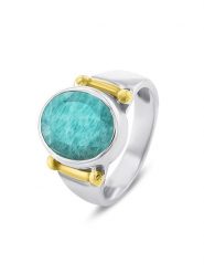 Nomad Pozłacany pierścionek z amazonitem rozmiar: 58. Szare pierścionki damskie Nomad, pozłacane. Za 199.95 zł.