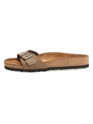 Comfortfusse Skórzane klapki w kolorze beżowym rozmiar: 39. Brązowe klapki damskie Comfortfüße, bez wzorów, z nubiku, z otwartym noskiem, bez obcasa, bez zapięcia. Za 254.74 zł.