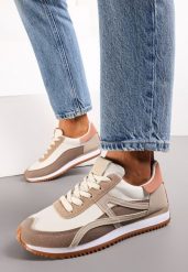 Ciemnobeżowe Sneakersy przed Kostkę z Sznurowaniem Virani. Brązowe obuwie sportowe damskie Renee, przed kostkę, bez zapięcia. Za 79.99 zł.