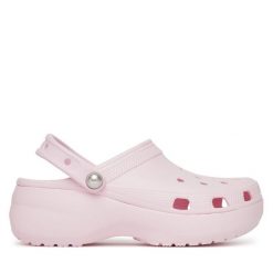 Klapki Crocs. Czerwone klapki damskie Crocs, bez wzorów, bez obcasa, bez zapięcia. Za 399.99 zł.