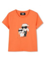 Karl Lagerfeld Kids T-Shirt Z30492 D Pomarańczowy Regular Fit. Brązowe koszulki i t-shirty dziewczęce Karl Lagerfeld Kids, bez wzorów, z bawełny, bez kołnierzyka, bez ramiączek. Za 169.99 zł.