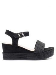 Jenny Fairy Sandały WS109-06EOB Czarny. Czarne sandały damskie Jenny Fairy, bez wzorów, z materiału, bez obcasa, na koturnie, bez zapięcia. Za 139.99 zł.