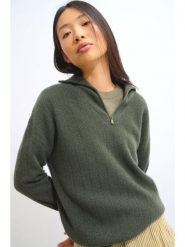 AUTHENTIC CASHMERE Kaszmirowy sweter w kolorze ciemnozielonym rozmiar: M. Zielone swetry klasyczne damskie AUTHENTIC CASHMERE, m, z kaszmiru, bez kołnierzyka. Za 500.99 zł.
