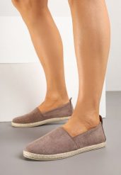 Ciemnobeżowe Espadryle na Płaskiej Plecionej Podeszwie Juliatta. Brązowe espadryle damskie Born2be, bez wzorów, bez obcasa, na płaskiej podeszwie. Za 64.99 zł.