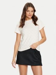 Guess T-Shirt V5RI02 KCLG2 Écru Regular Fit. T-shirty damskie Guess, s, z aplikacjami, z syntetyku, bez kołnierzyka. Za 109.99 zł.