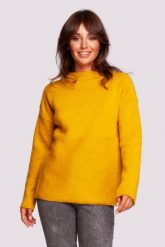 Milutki Sweter z Zabudowanym Dekoltem - Miodowy. Pomarańczowe kardigany damskie MOE, l, bez wzorów, z materiału. Za 306.94 zł.
