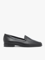Czarne eleganckie mokasyny ze skóry licowej. Czarne mokasyny damskie Ryłko, ze skóry, bez obcasa. Za 449.99 zł.
