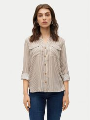 Vero Moda Koszula Bumpy 10275283 Beżowy Regular Fit. Brązowe koszule damskie Vero Moda, l, bez wzorów, z wiskozy, bez kołnierzyka, bez ramiączek. Za 119.99 zł.
