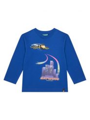 United Colors Of Benetton Bluzka 35RYG10KE Niebieski Regular Fit. Niebieskie t-shirty i koszulki chłopięce United Colors Of Benetton, bez wzorów, z bawełny, bez kołnierzyka, bez ramiączek. Za 69.99 zł.