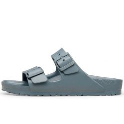 Klapki Birkenstock Arizona Eva Damskie. Szare klapki damskie Birkenstock, bez wzorów, bez obcasa, bez zapięcia. Za 277.85 zł.