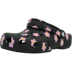 Sandały CROCS CLASSIC FLOWER CLOG Czarny. Czarne sandały damskie Crocs, bez wzorów, z materiału, bez obcasa, bez zapięcia. Za 206.99 zł.