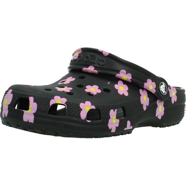 Sandały CROCS CLASSIC FLOWER CLOG Czarny. Czarne sandały damskie Crocs, bez wzorów, z materiału, bez obcasa, bez zapięcia. Za 206.99 zł.
