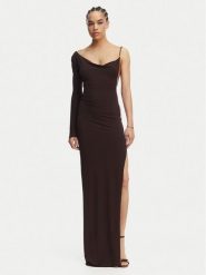 Elisabetta Franchi Sukienka wieczorowa AB-R47-62E2-V520 Brązowy Slim Fit. Brązowe sukienki damskie Elisabetta Franchi, bez wzorów, z wiskozy, wizytowe, bez ramiączek. Za 2,209.00 zł.